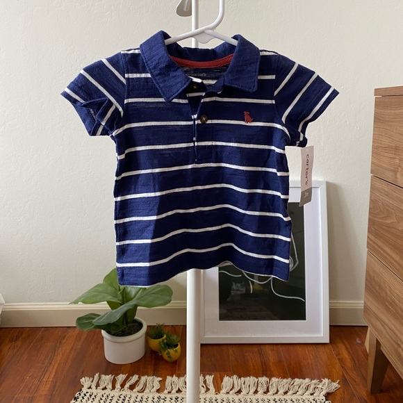 🦋 NWT Carter’s Stripe Polo Shirt 3M 🦋 - Picture 2 of 4